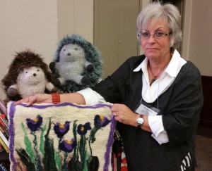 Nathine Nelson shares a felt wall hanging she made in a Workshop led by Jean Degenfelder.